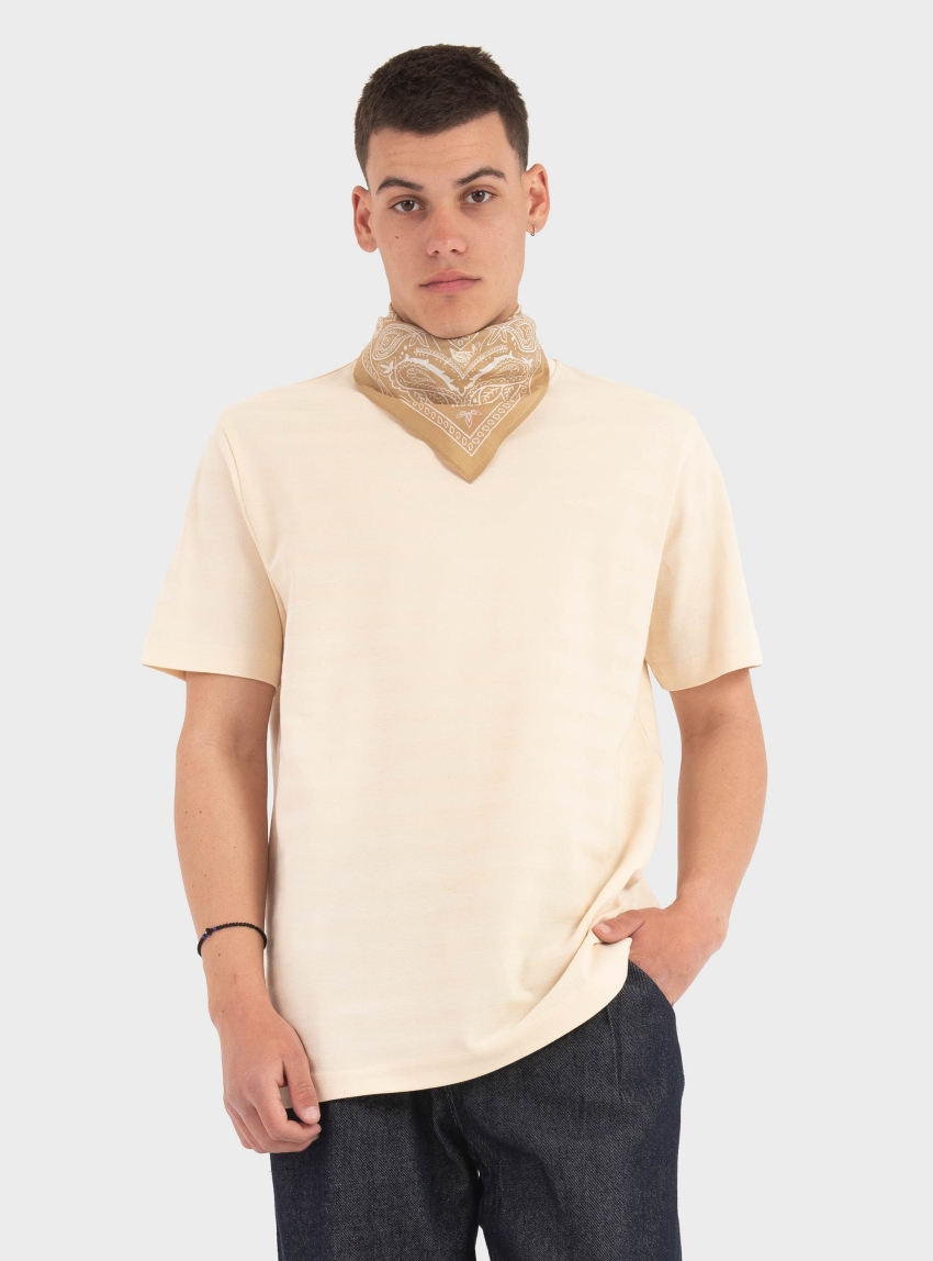 Gant Texture Stripe Regular Fit T-Shirt - Ivory