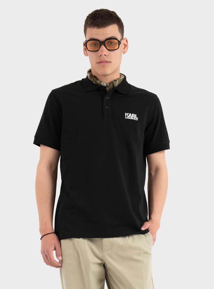 Karl Lagerfeld Logo Polo Shirt - Black