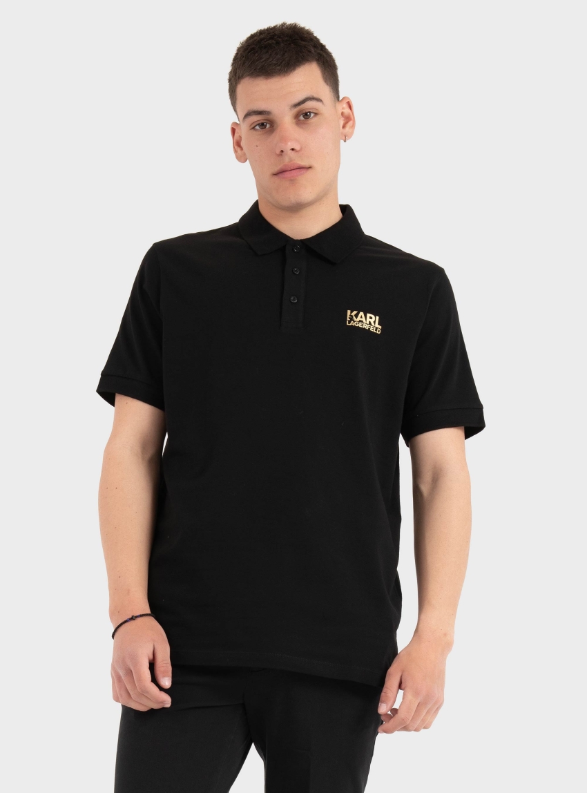 Karl Lagerfeld Logo Polo Shirt - Gold