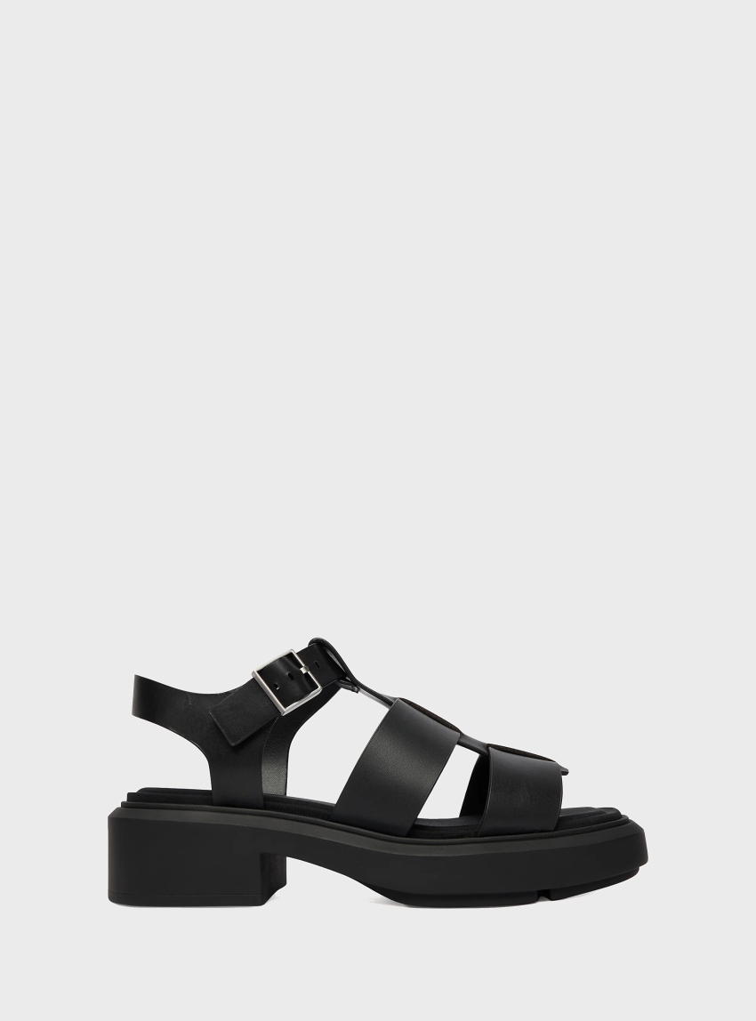 Calvin Klein Melanie - Leather Fisherman Sandals - Black