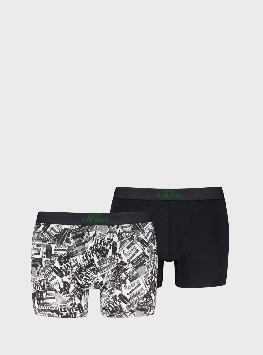 Levis 2-Pack Newapaper Boxer Briefs - Black