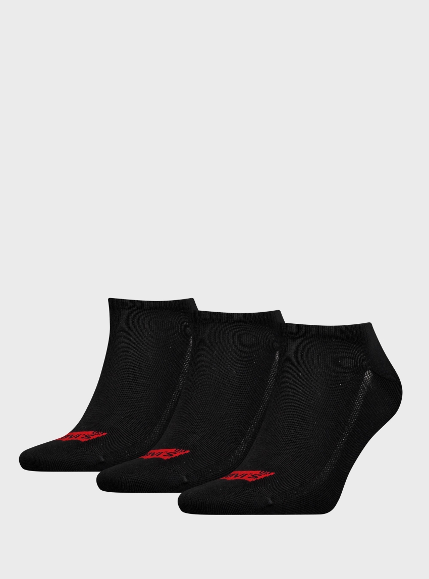 Levis 3-Pack Low Cut Batwing Logo Socks - Black