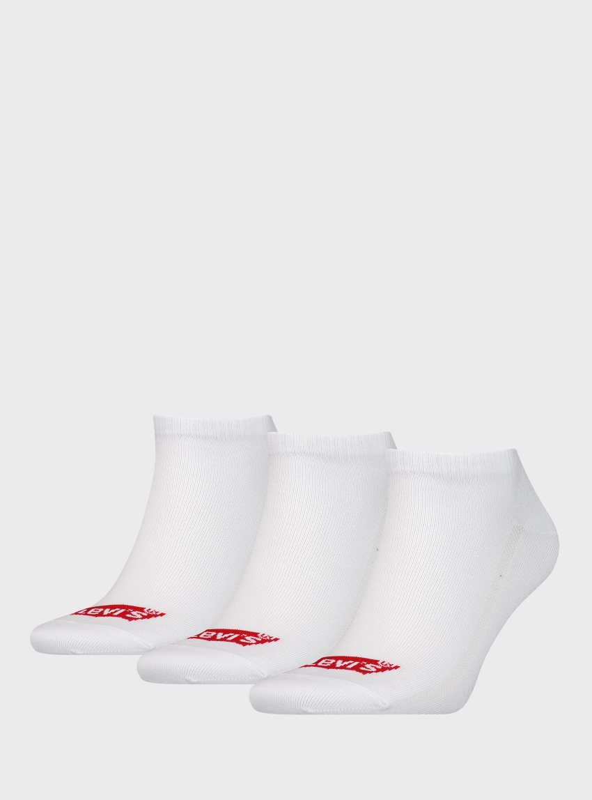 Levis 3-Pack Low Cut Batwing Logo Socks - White