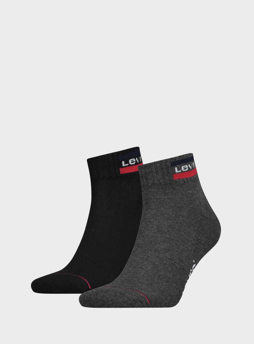 Levis 2-Pack Mid Cut Sport Stripe Socks - Black - Grey