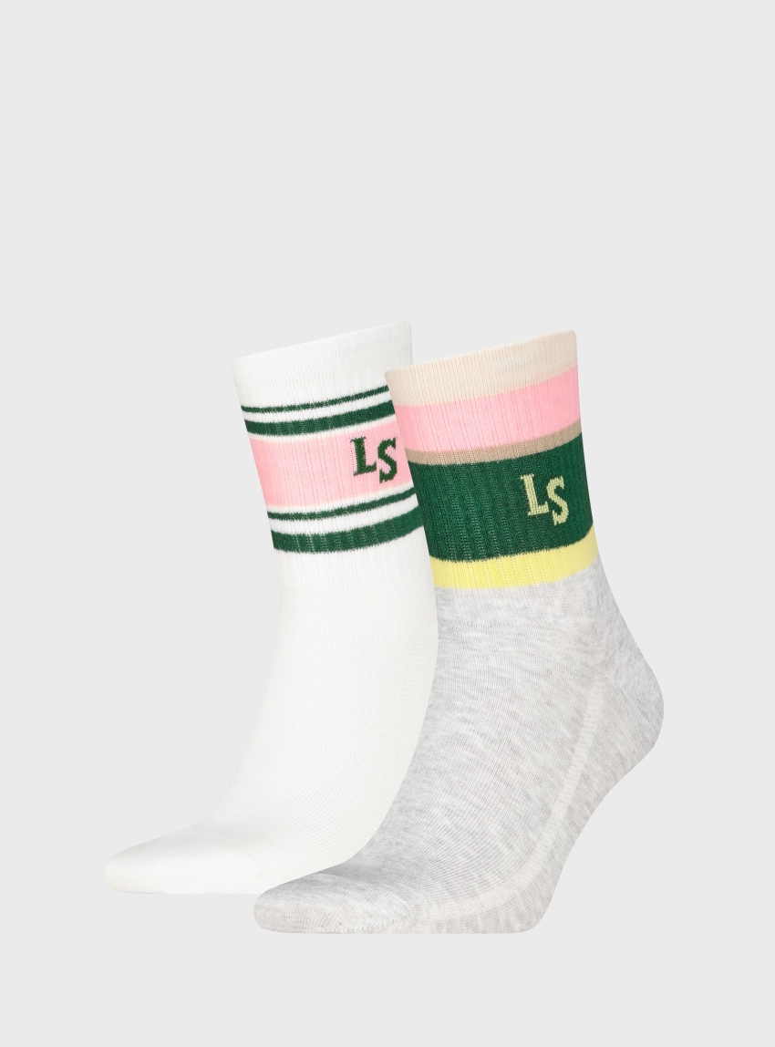 Levis 2-Pack Regular Cut Spost Stripe Socks - Grey