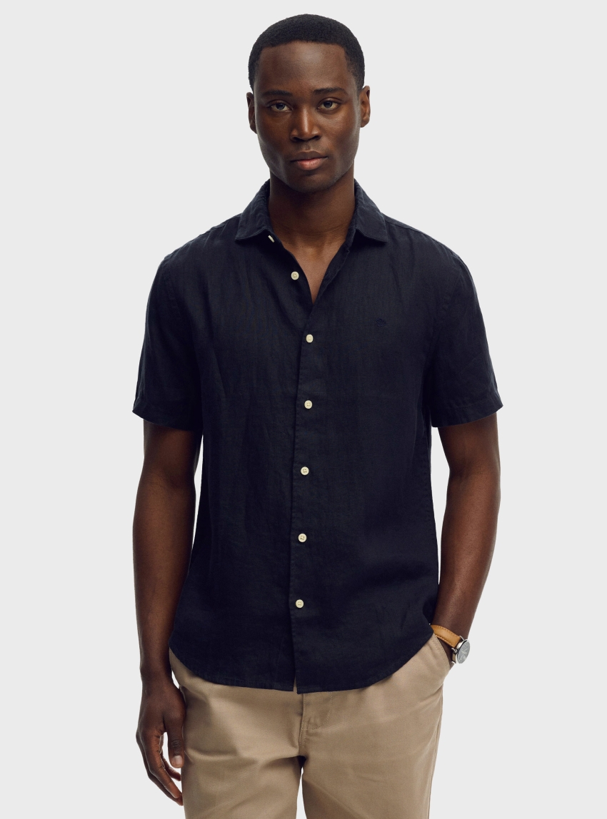 Superdry Riviera Short Sleeve Linen Shirt - Navy