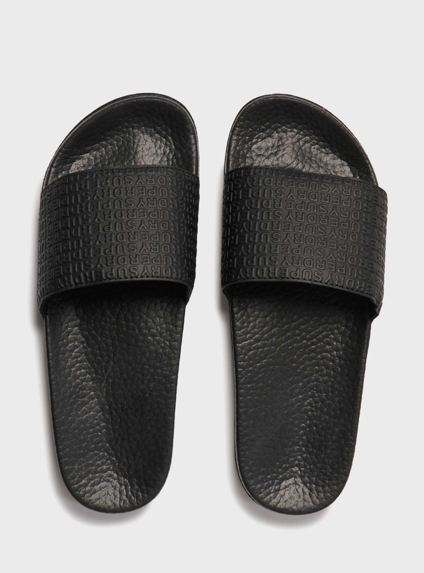 Superdry Monogram Pool Sliders - Black