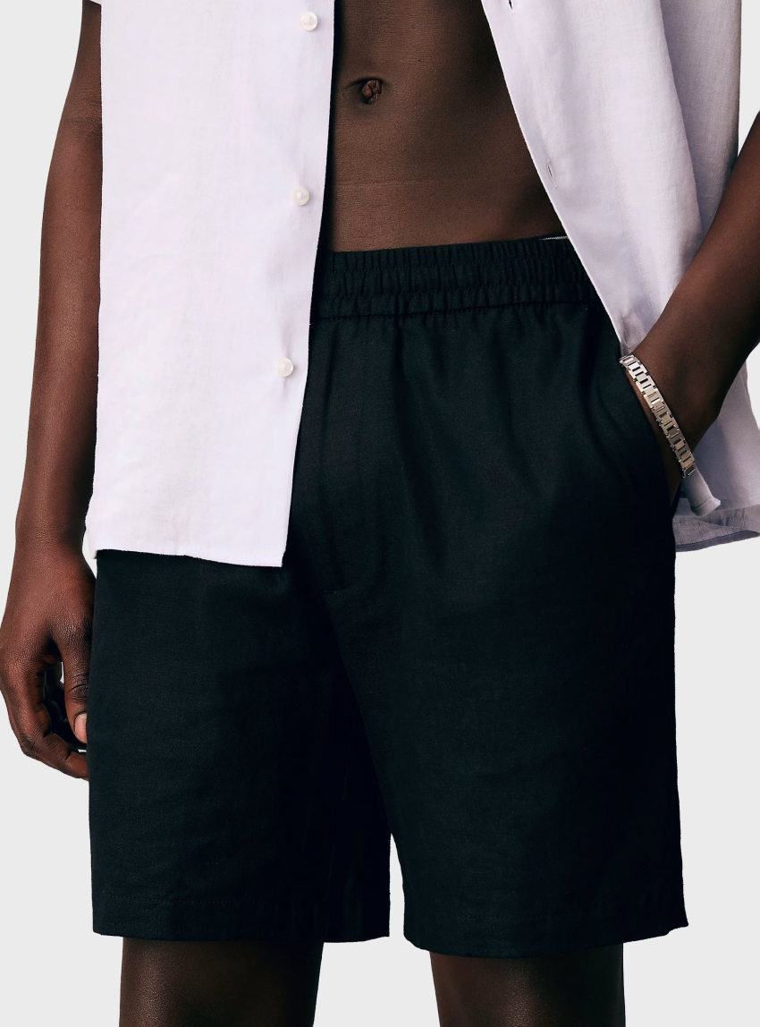 Calvin Klein Linen Blend Shorts - Black