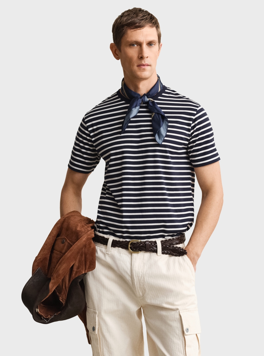 Gant Pima Cotton Striped T-Shirt - Blue
