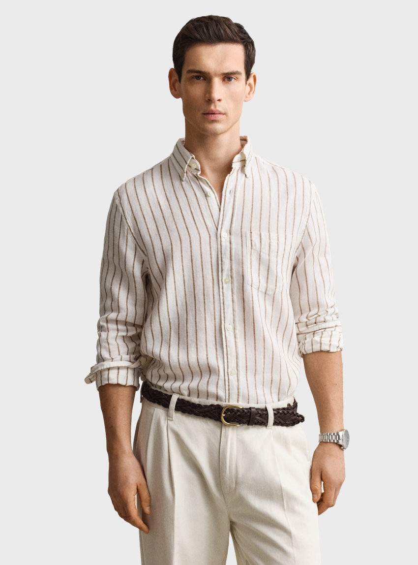 Gant Striped Linen Blend Shirt - Cream