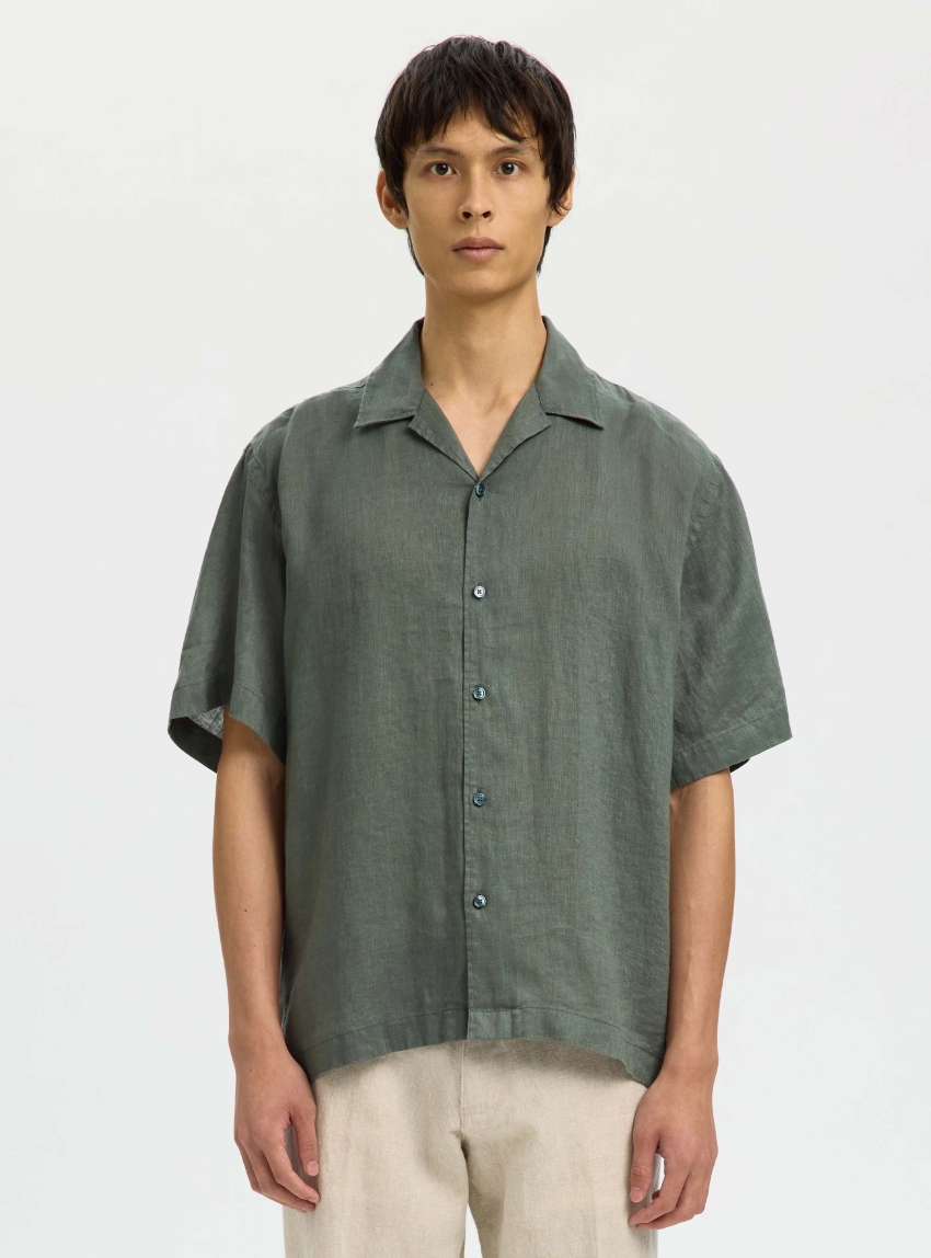 Selected  Relaxed Kylian Linen Shirt Resort - Green