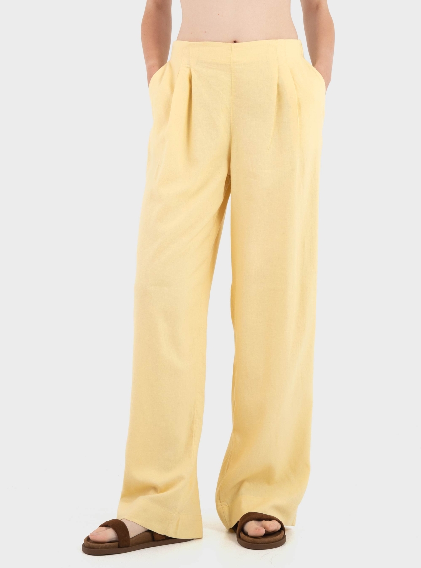 JJXX Almira Linen Blend High Waist Pants - Yellow