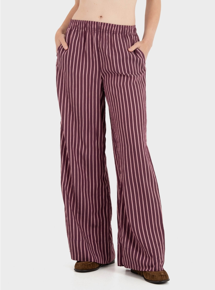 Only Meldola Long Striped Wide Pants - Wine