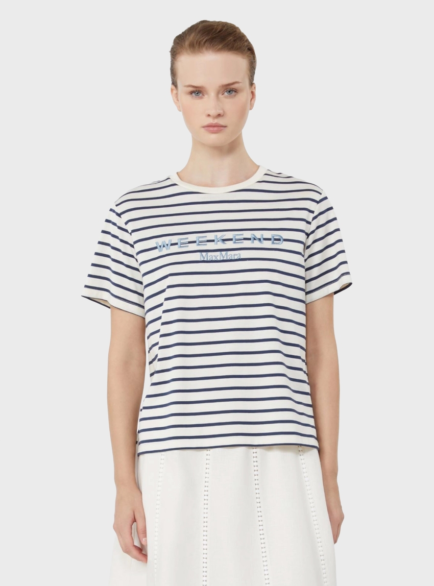 Weekend Max Mara Jersey T-shirt with graphics - Striped Blue