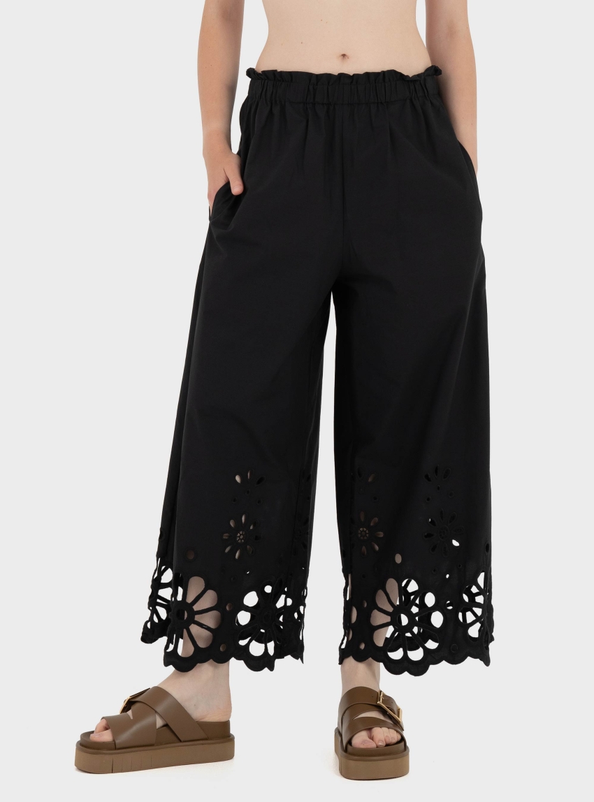 Mei Mei J Wide Leg Linen Pants - Black