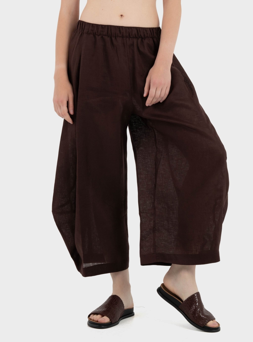 Mei Mei J Wide Leg Linen Pants - Brown