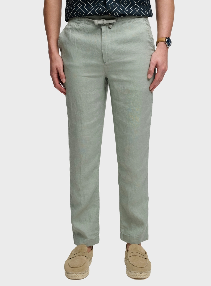 Superdry Merchant Linen Pants - Pale Green