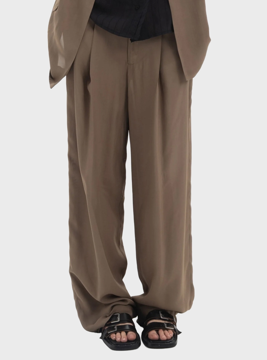 Black & Black  Loose Pants - Khaki