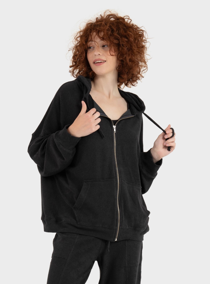 Four Minds Terry Zip Hoodie - Washed Black