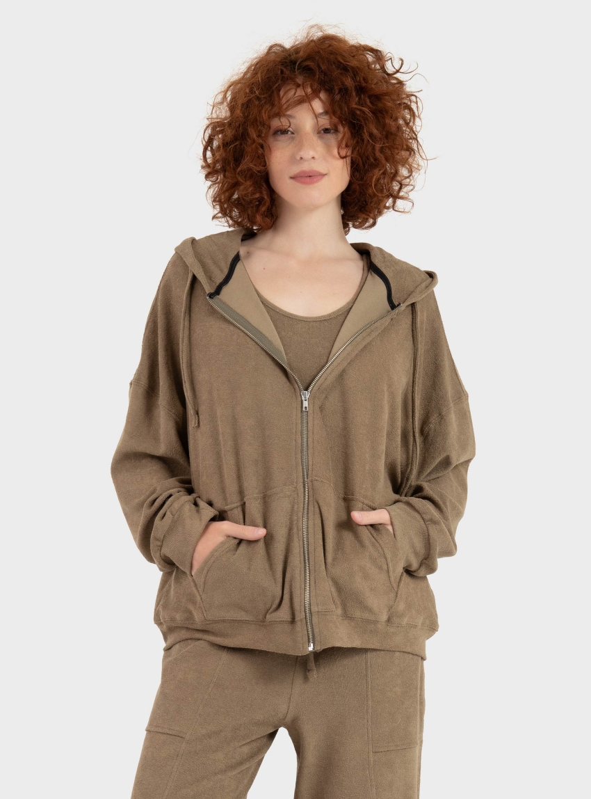 Four Minds Terry Zip Hoodie - Dark Sand