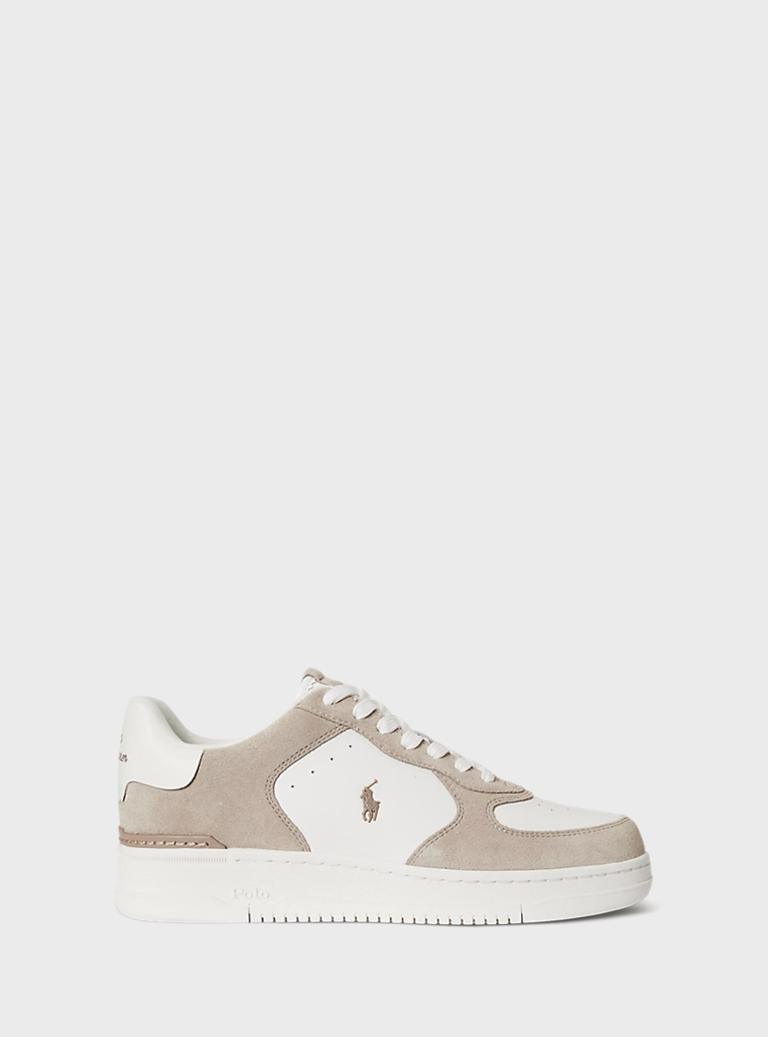 Polo Ralph Lauren Masters Court Leather-Suede Trainers - Light Beige