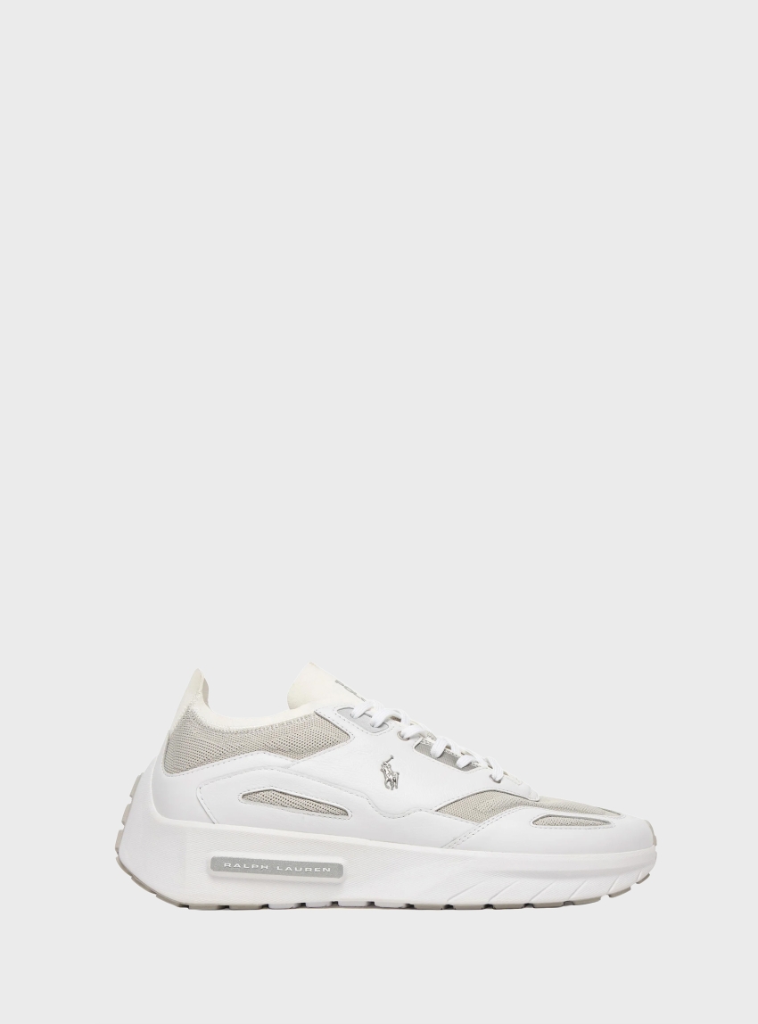 Polo Ralph Lauren Boerum Leather-Panelled Knitted Trainers - White