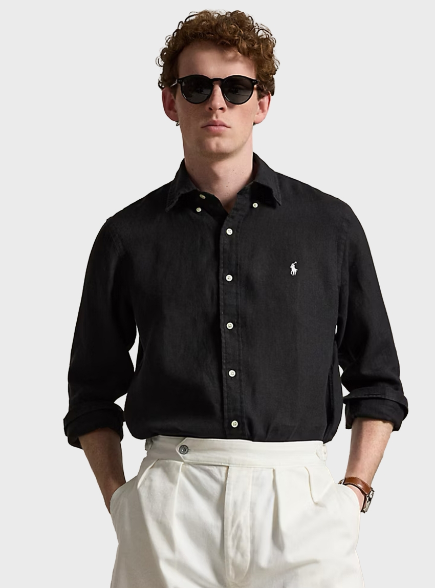 Polo Ralph Lauren Custom Fit Linen Shirt - Black