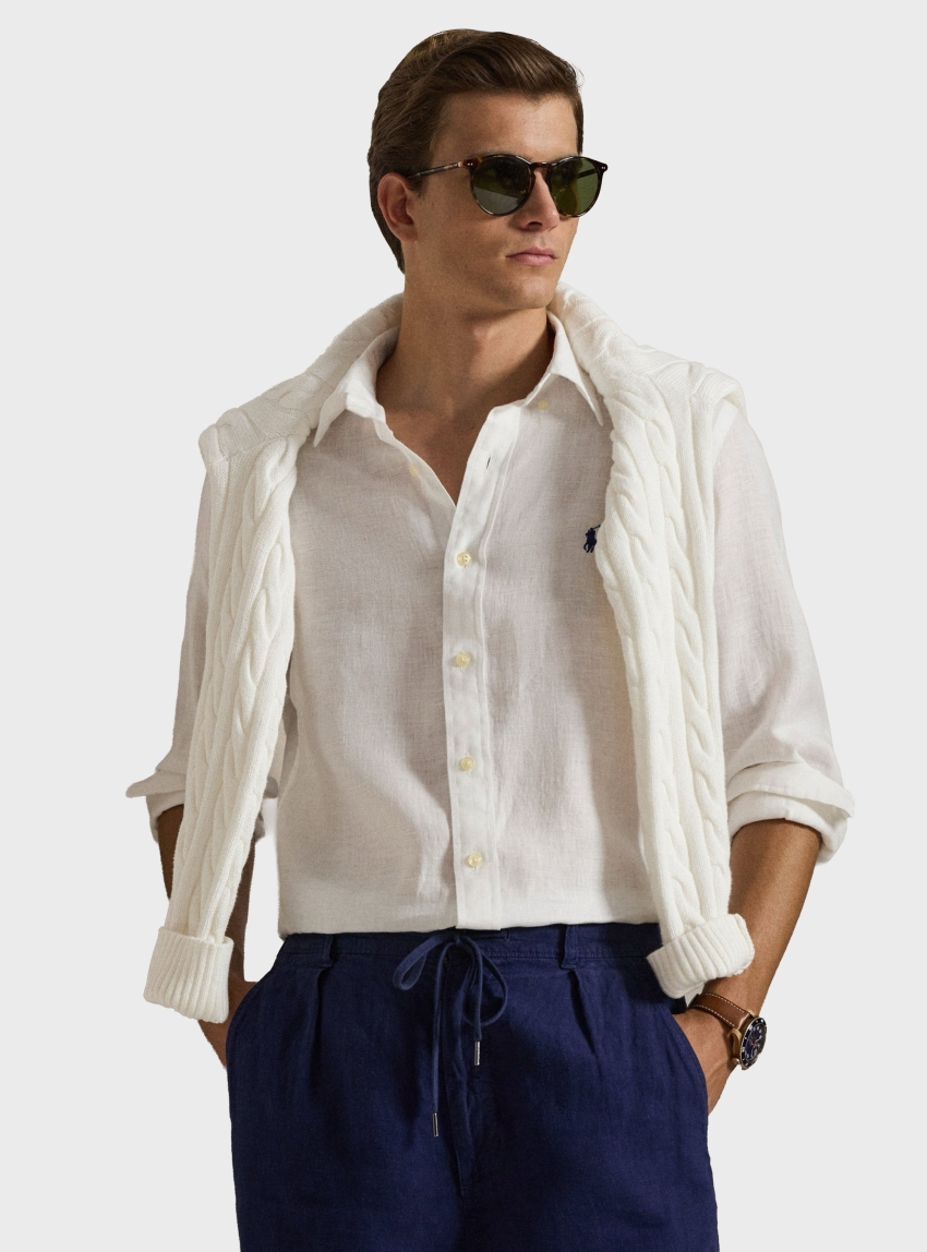 Polo Ralph Lauren Custom Fit Linen Shirt - White