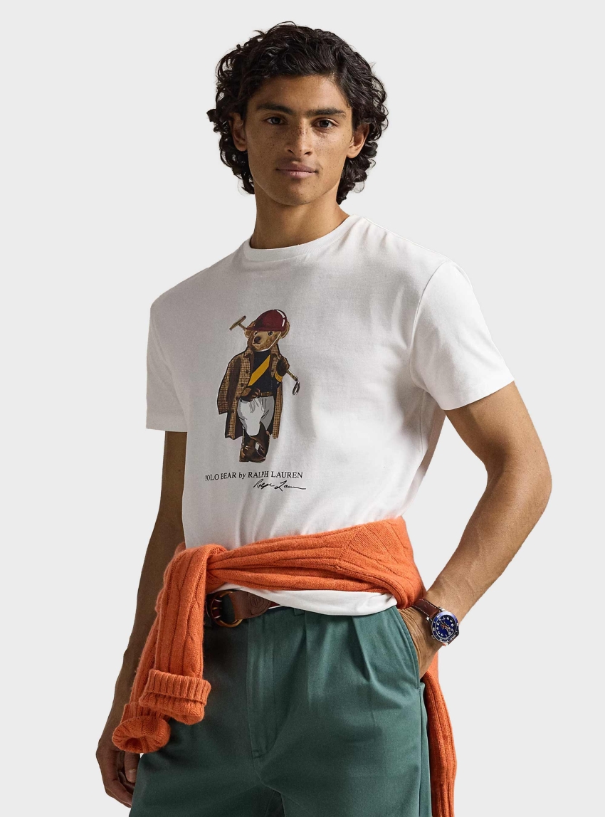Polo Ralph Lauren Custom Slim Fit Polo Bear T-Shirt - White