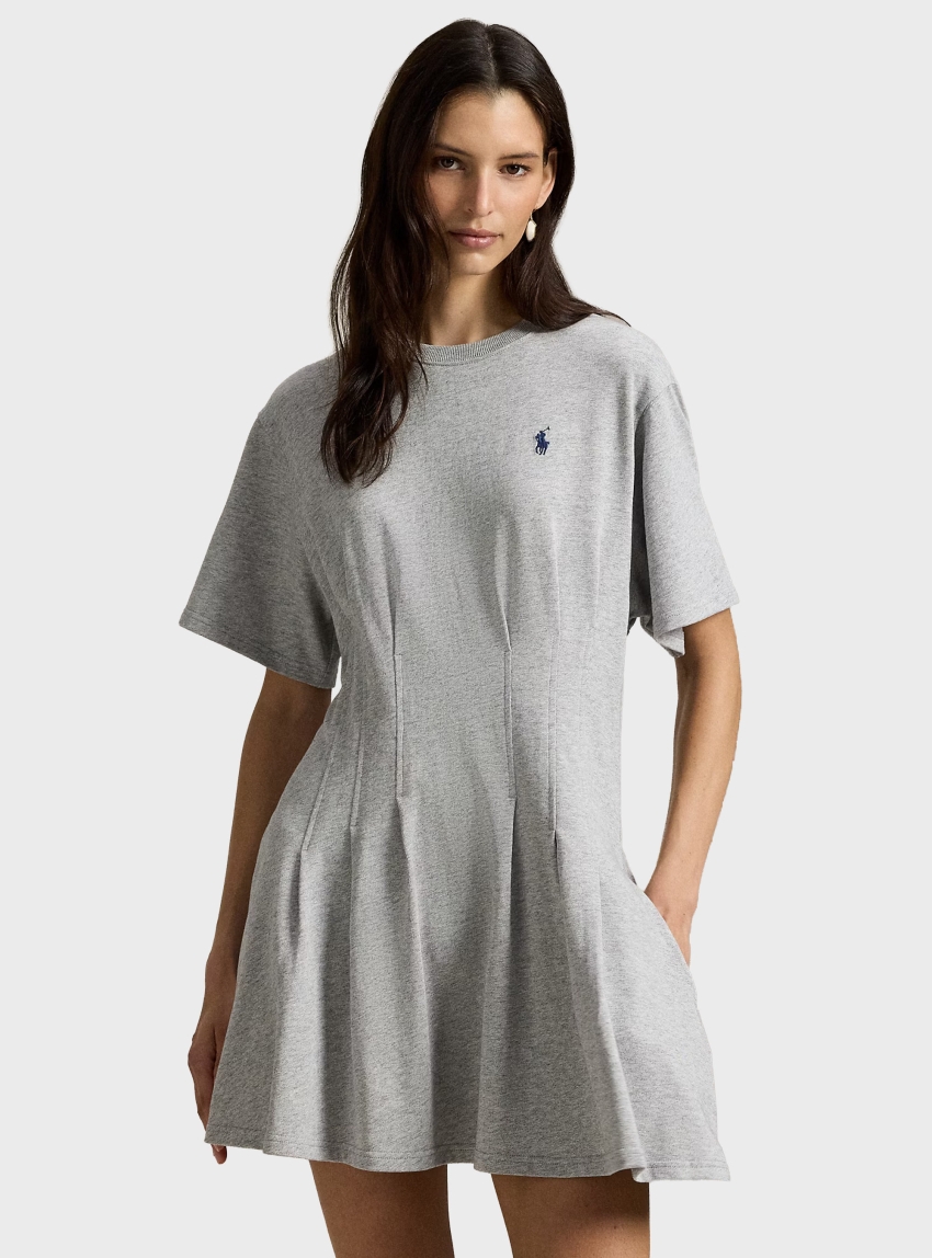 Polo Ralph Lauren Shaped Cotton Jersey T-Shirt Dress - Grey Melange