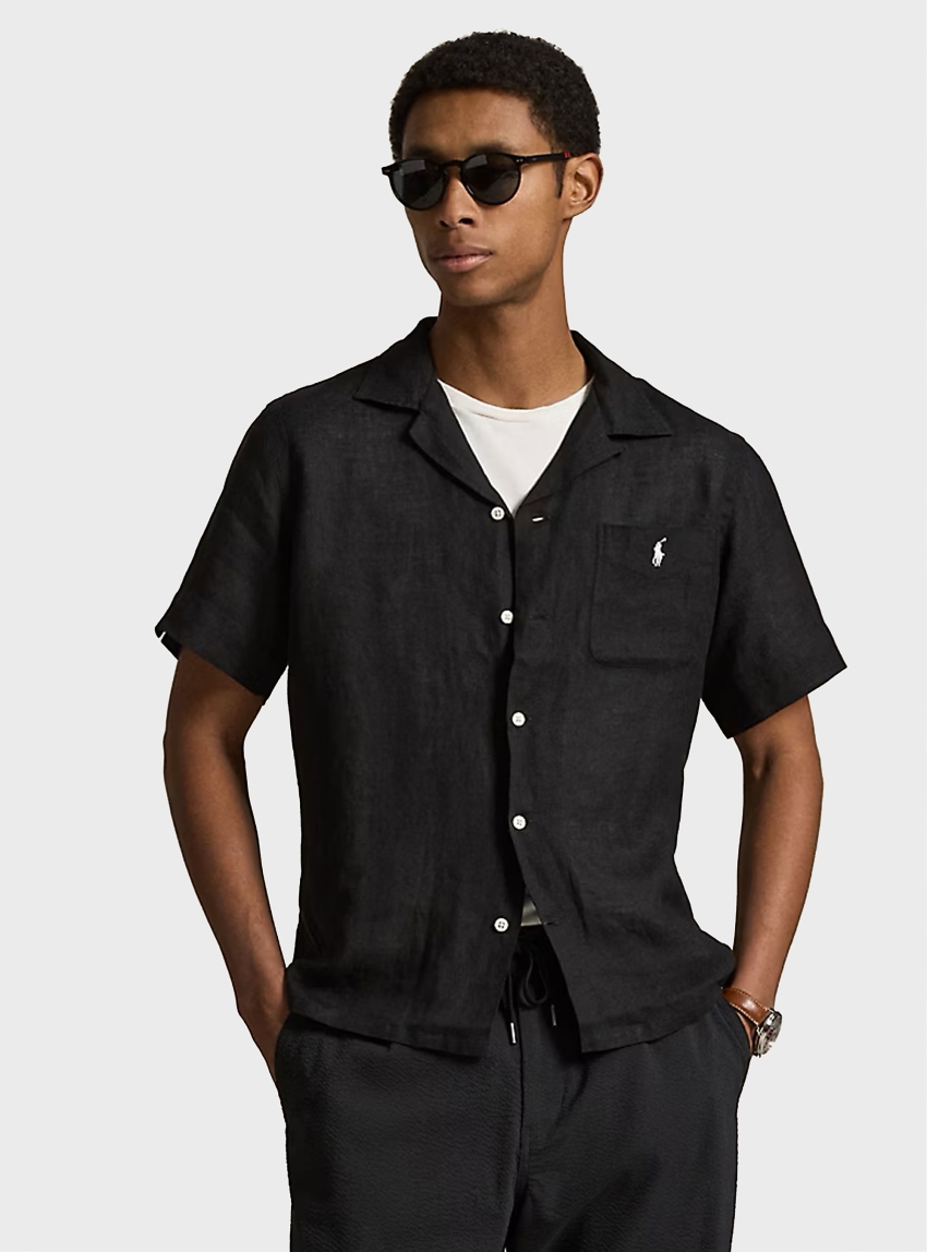 Polo Ralph Lauren Classic Fit Linen Camp Shirt - Black