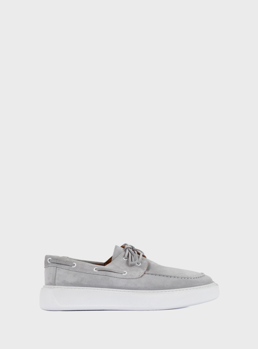 Riviera Suede Boat Shoes - Light Grey