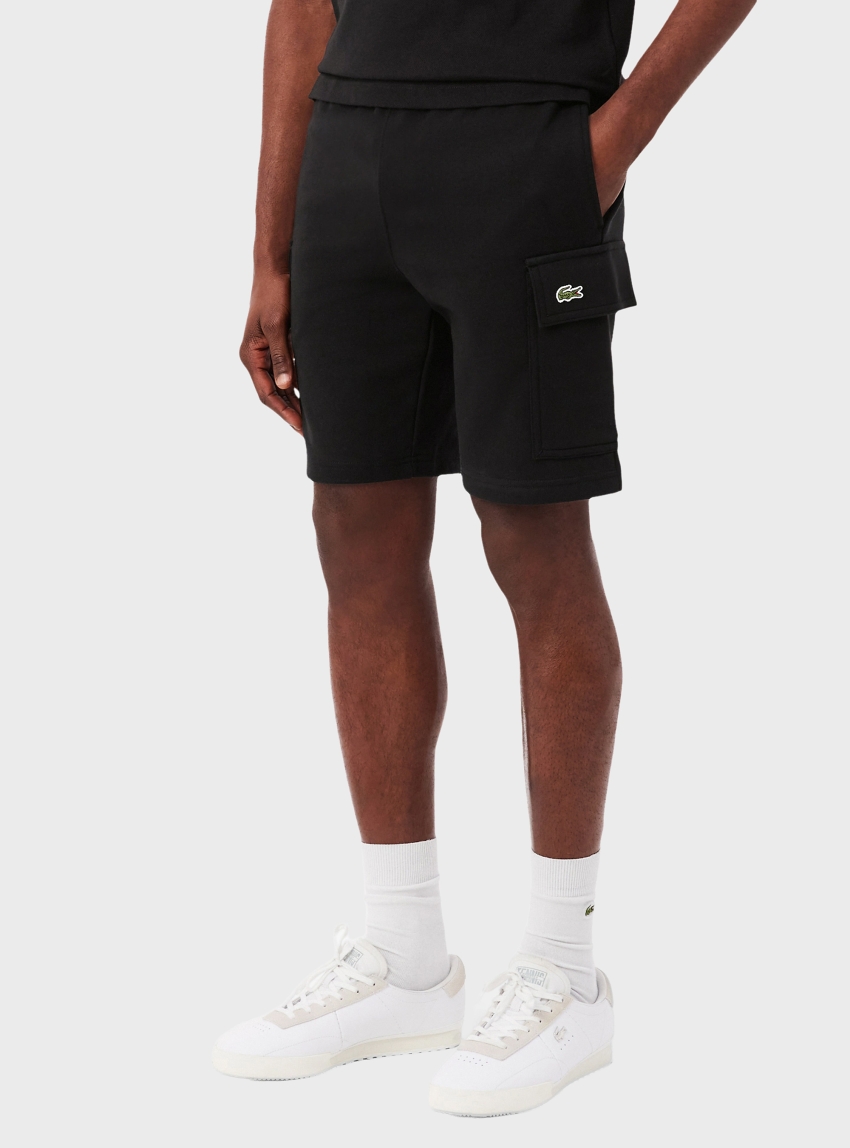 Lacoste Cotton Fleece Cargo Shorts - Black