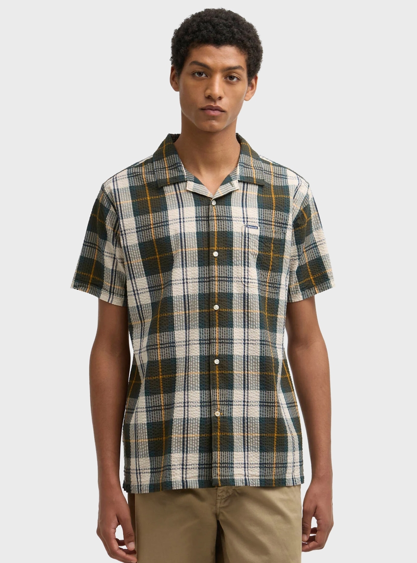 Barbour Clyde Short-Sleeved Seersucker Shirt - Olive
