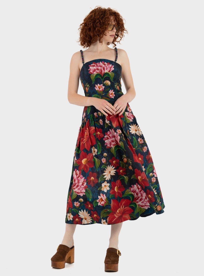 Barbour X Farm Rio Wild Flower Dress - Navy