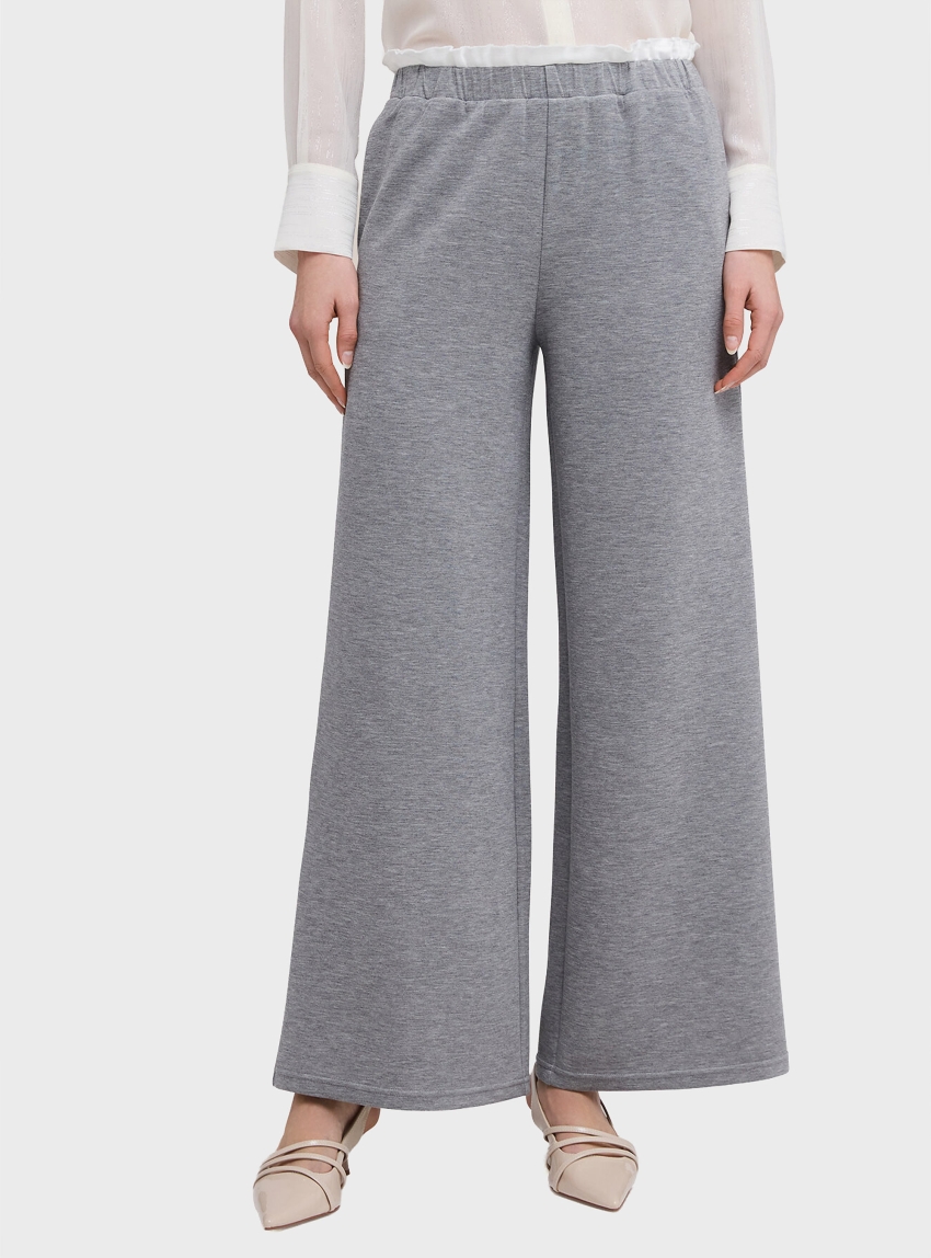 Motivi Palazzo pants in scuba - Grey Melange
