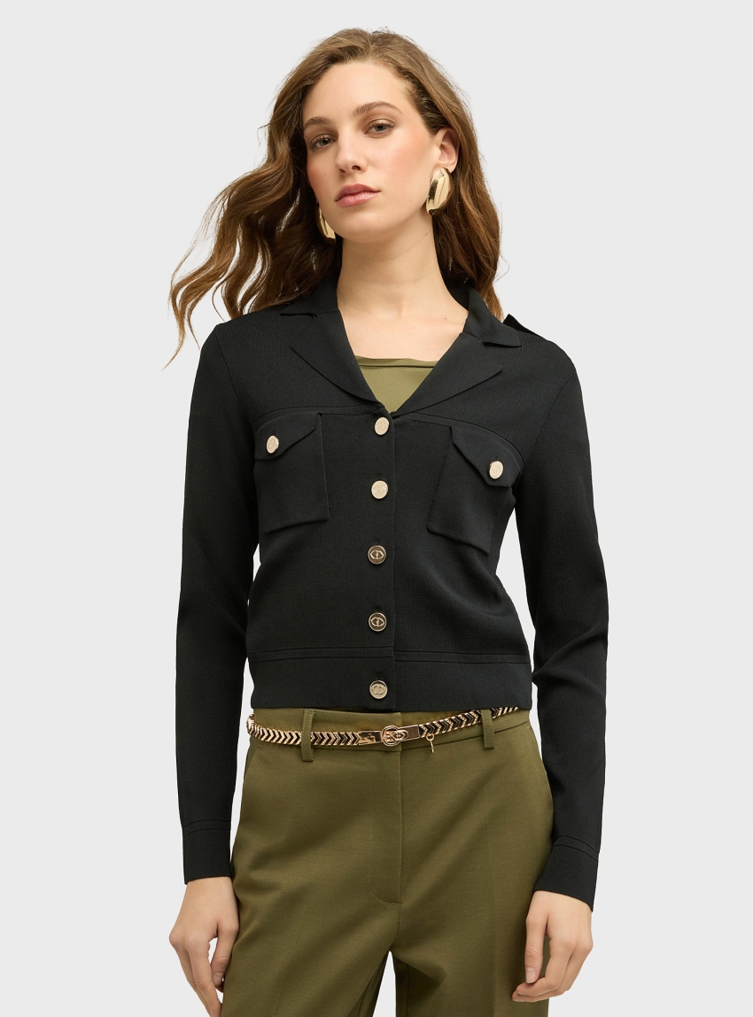 Motivi Short knit cardigan - Black