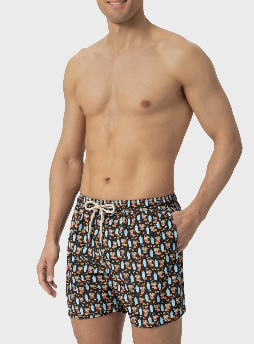 MC2 Saint Barth Lighting Micro Fantasy Swimshorts Negroni Drink 00 - Black
