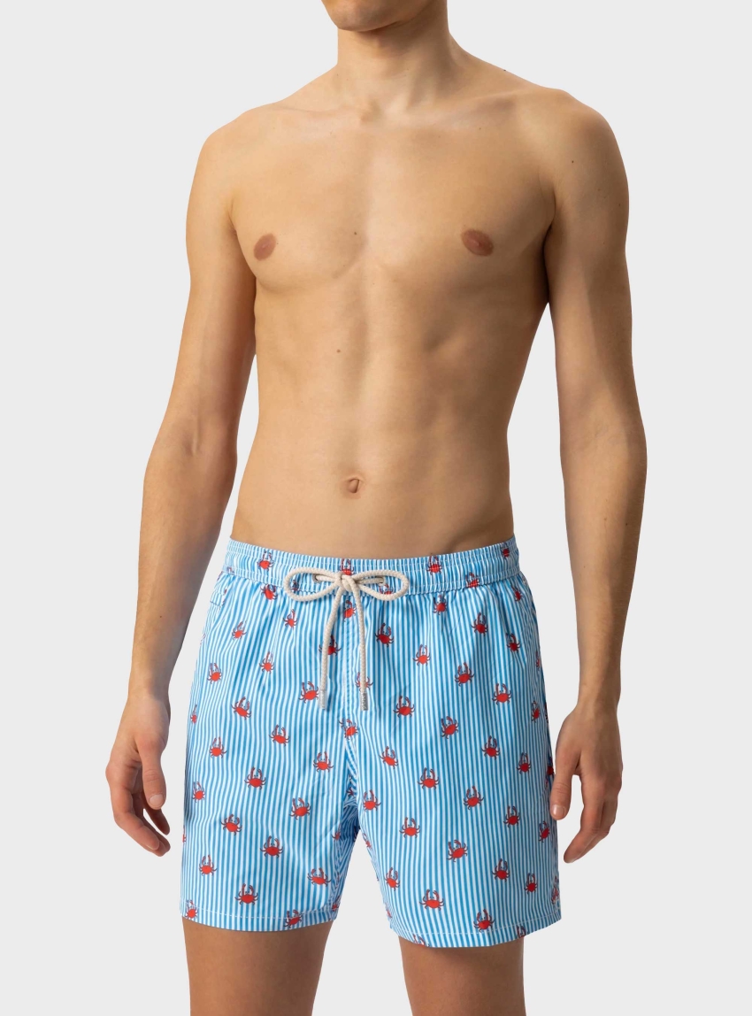 MC2 Saint Barth Lighting Micro Stretch Swimshorts Crabs Stripes S 17 - Striped Light Blue