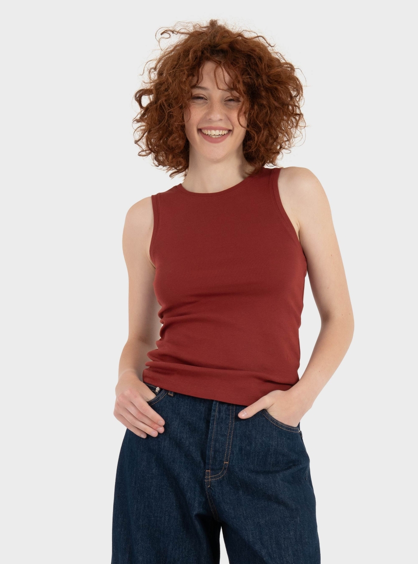 Vero Moda  Aware Bonnie O-Neck Tank Top - Brick Brown