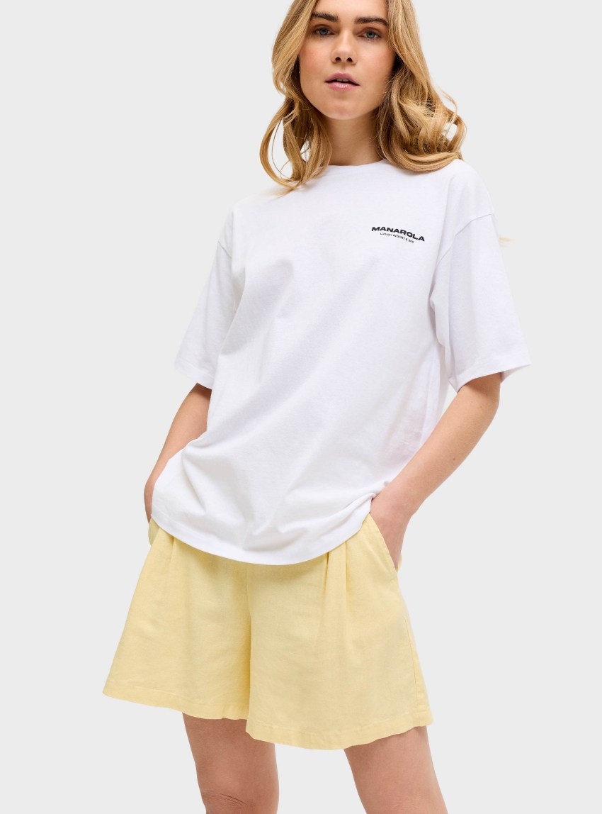 JJXX Almira Linen Blend High Waist Shorts - Yellow