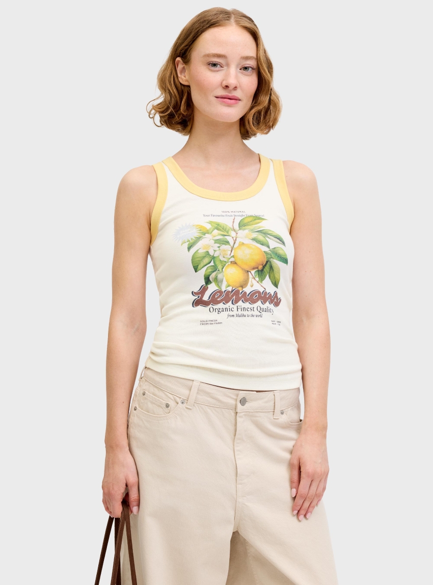 JJXX Hilda Print Tank Top - Yellow