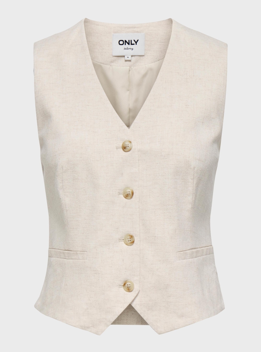 Only Siesta Linen Blend Vest - Off White