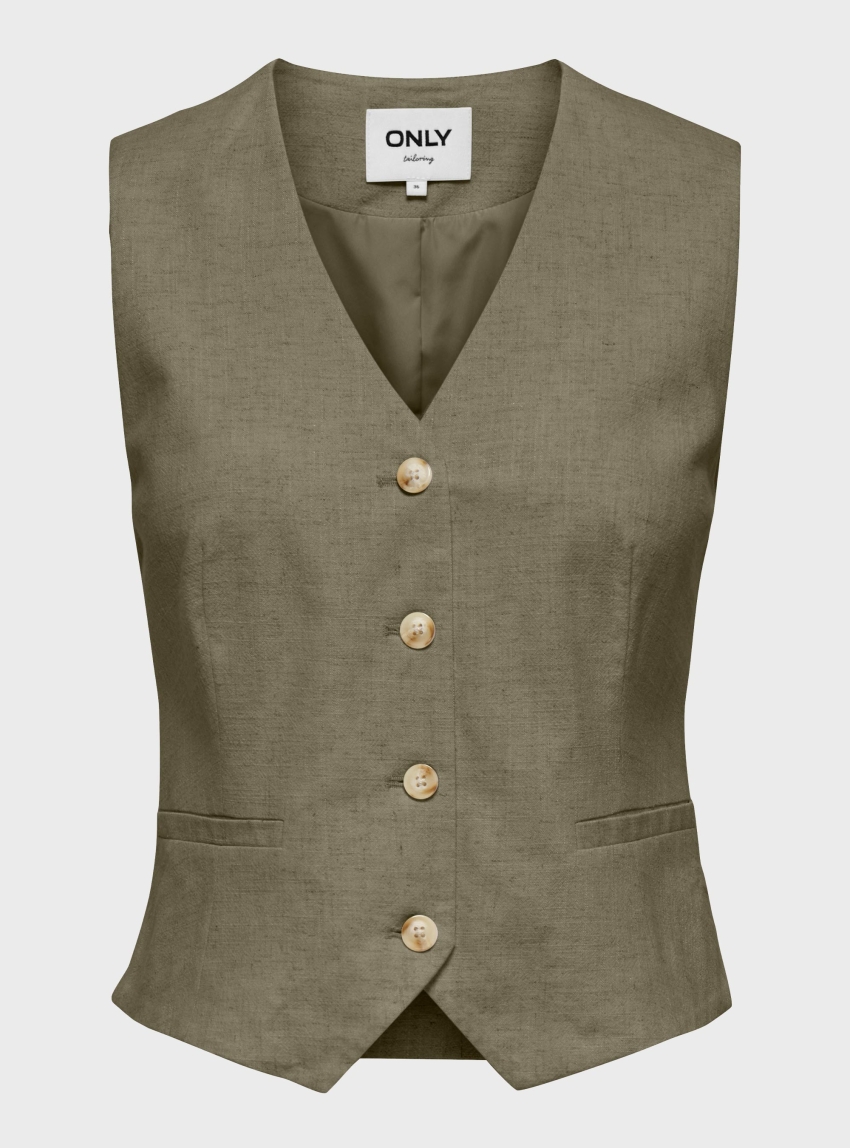 Only Siesta Linen Blend Vest - Olive 