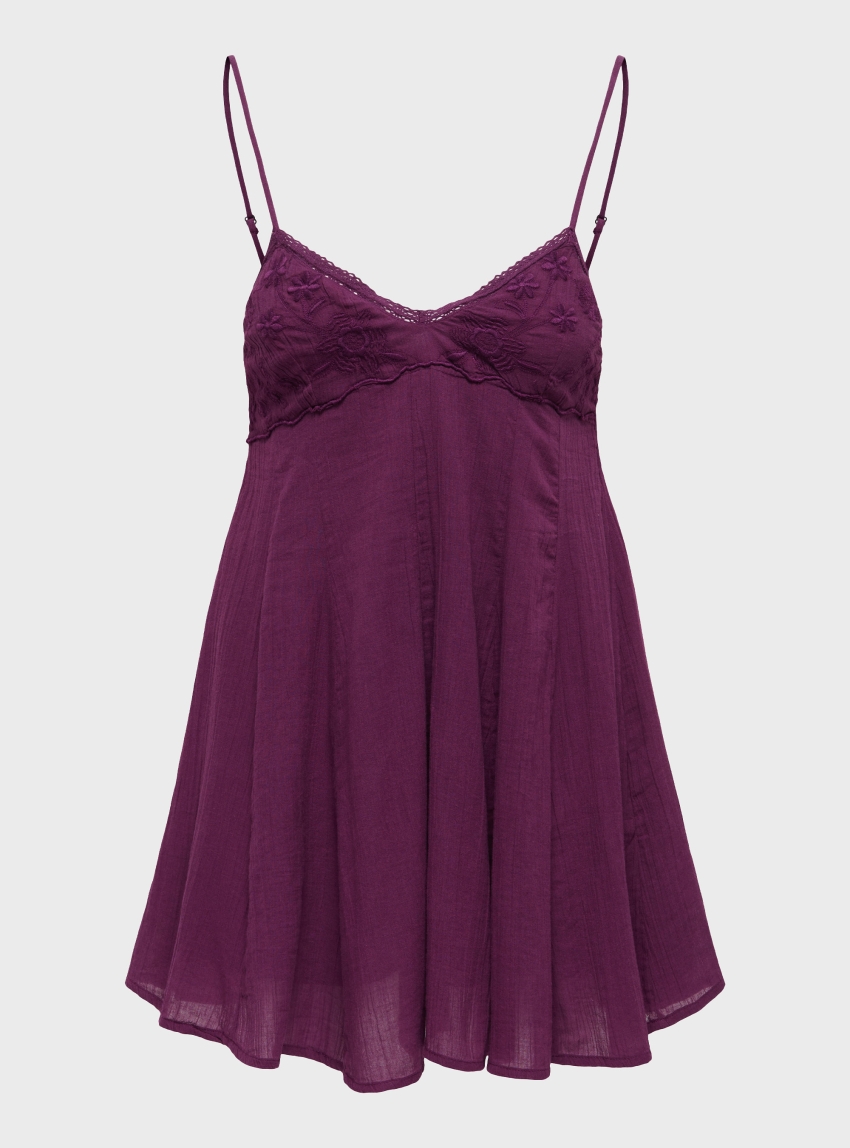Only Panola Short Strap Dress - Aubergine