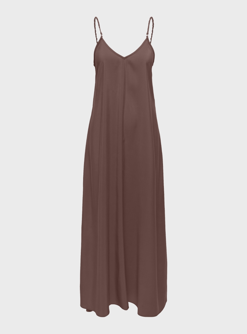 Only Madeli Oaklyn Strap Long Dress - Brown