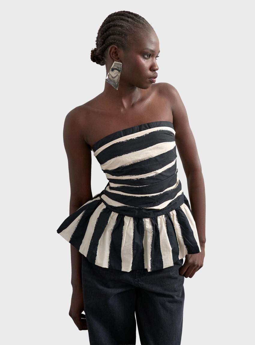 Topshop Solde Bandeau Peplum Top - Black