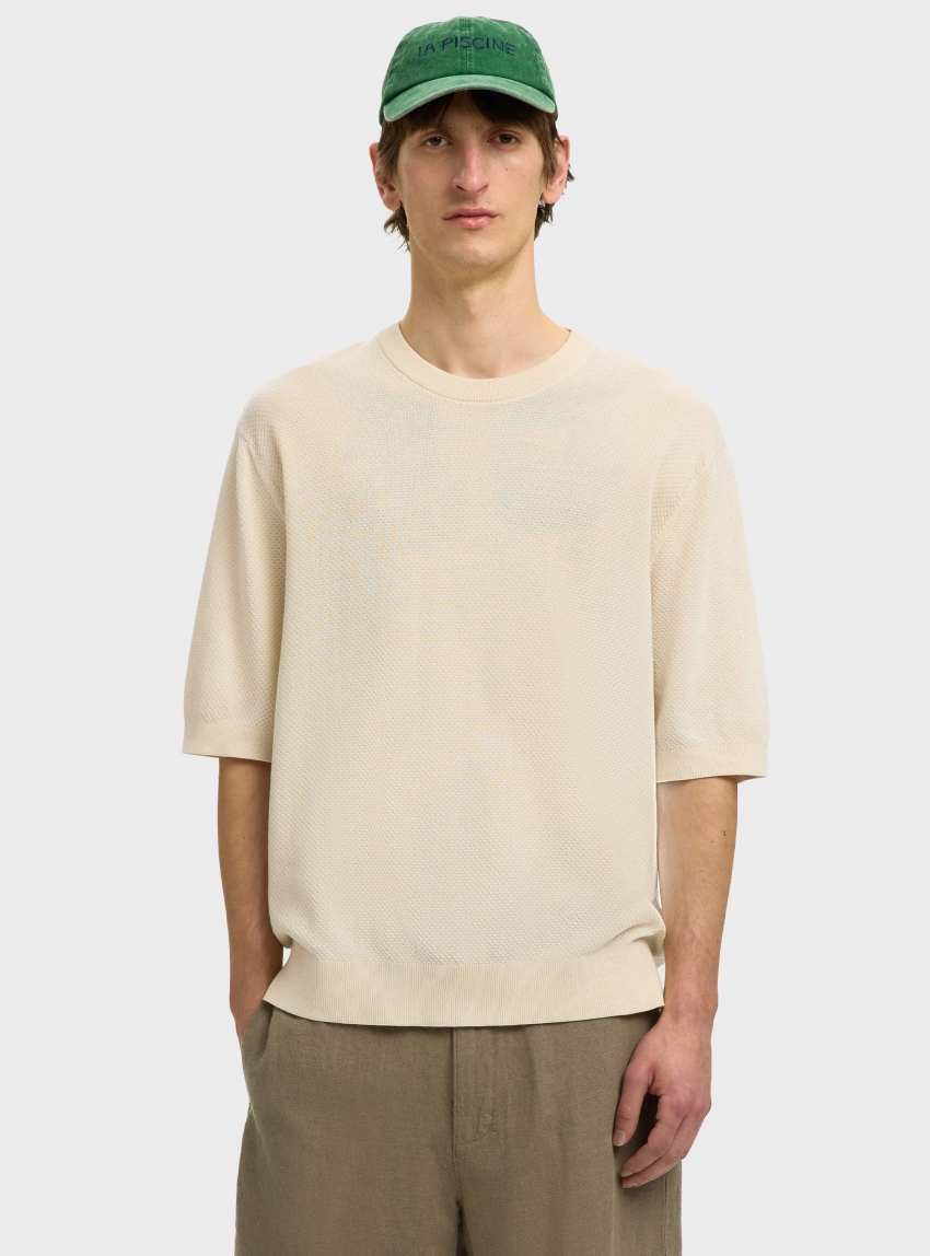 Selected Torino Relaxed Structure Crew Neck Tee - Ecru