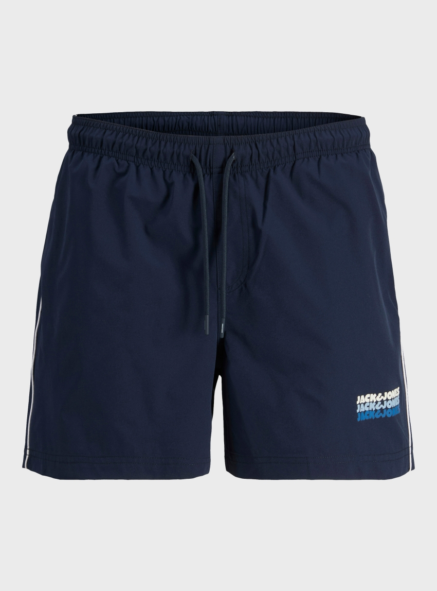 Jack & Jones Maui Sunrise Triple Logo Swim Shorts - Navy