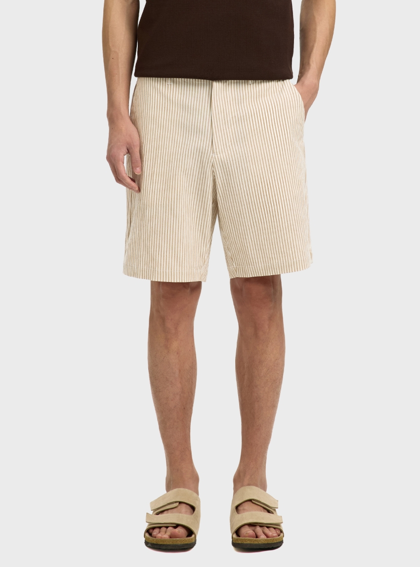 Selected Regular-Karl Seersucker Shorts - Camel